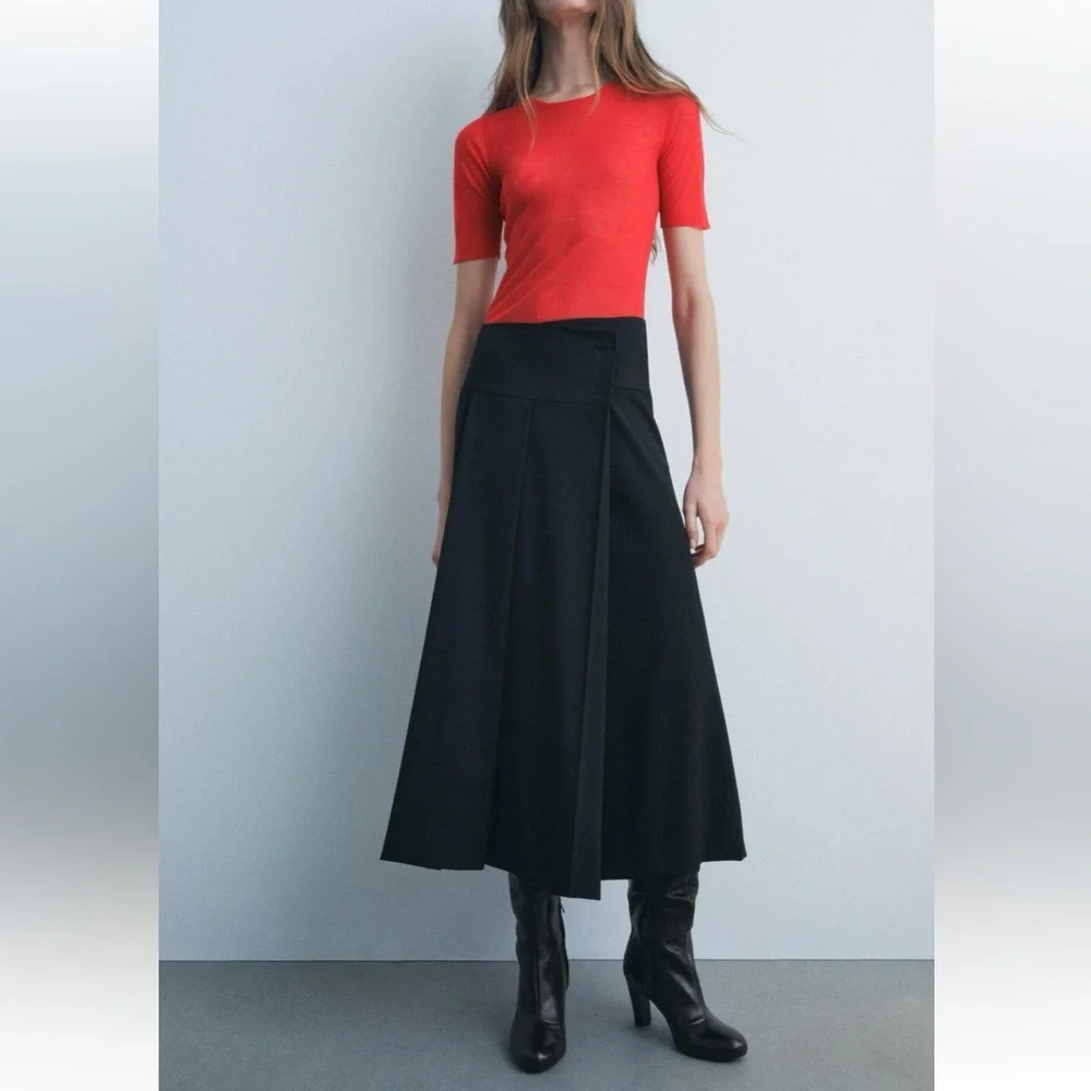 BOX PLEAT MIDI SKIRT ZW COLLECTION